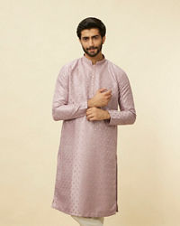 Manyavar Men Lilac Diamond String Patterned Kurta Set