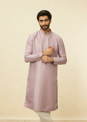 Manyavar Men Lilac Diamond String Patterned Kurta Set image number 0