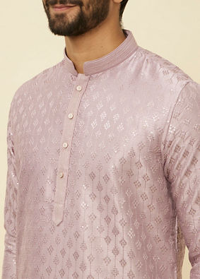 Manyavar Men Lilac Diamond String Patterned Kurta Set image number 1