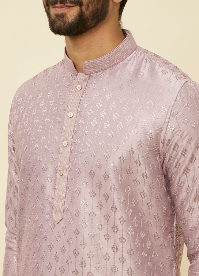 Manyavar Men Lilac Diamond String Patterned Kurta Set image number 1