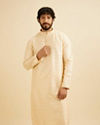 Cream Beige Kurta Set with Patra Work