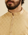 Manyavar Men Light Fawn Kurta Set with Patra Work image number 1