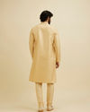 Manyavar Men Light Fawn Kurta Set with Patra Work