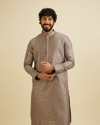 Manyavar Men Battleship Grey Kurta Set with Patra Work