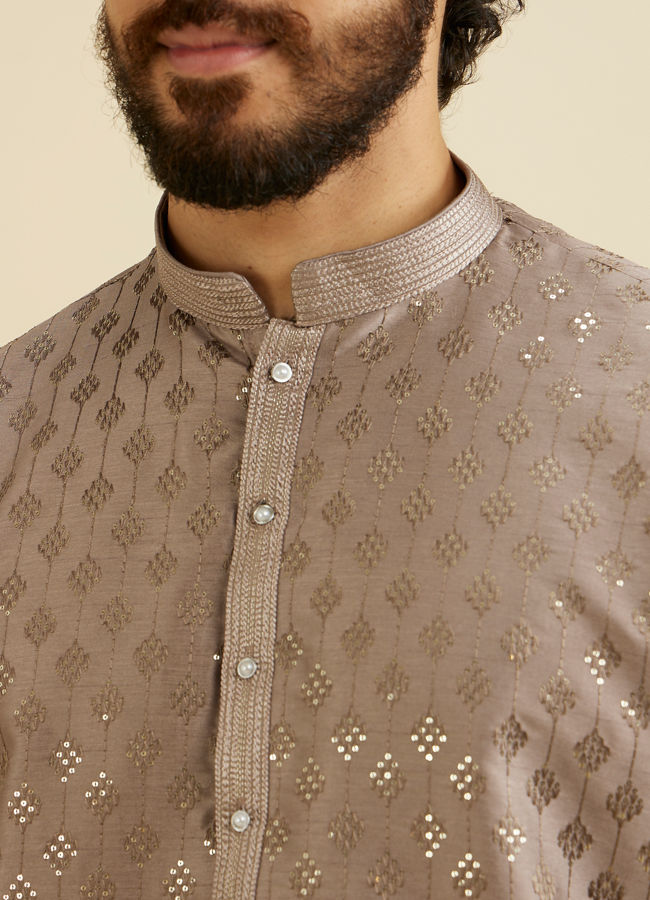 Manyavar Men Battleship Grey Kurta Set with Patra Work image number 1