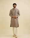 Manyavar Men Battleship Grey Kurta Set with Patra Work image number 2