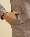 Manyavar Men Battleship Grey Kurta Set with Patra Work