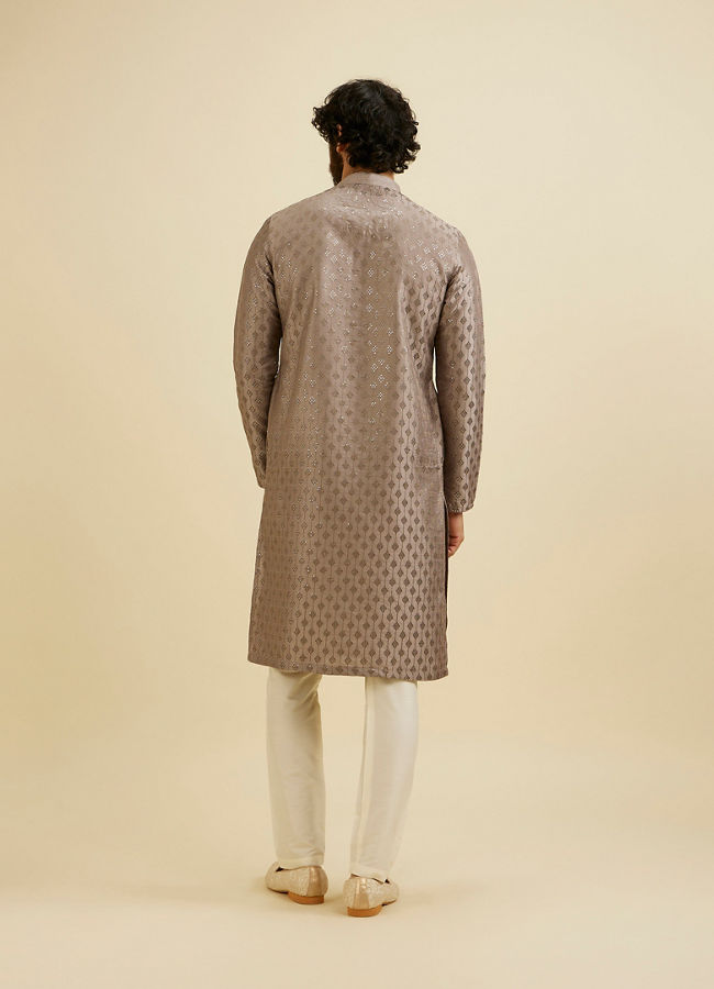 Manyavar Men Battleship Grey Kurta Set with Patra Work