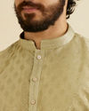 Manyavar Men Soft Green Kurta Set with Patra Work
