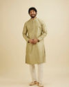 Manyavar Men Soft Green Kurta Set with Patra Work image number 2