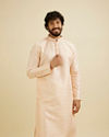 Manyavar Men Pale Peach Kurta Set with Patra Work image number 0