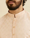 Manyavar Men Pale Peach Kurta Set with Patra Work