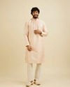 Manyavar Men Pale Peach Kurta Set with Patra Work
