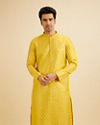 Manyavar Men Sunshine Yellow Kurta Set with Patra Work image number 0