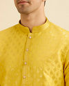 Manyavar Men Sunshine Yellow Kurta Set with Patra Work image number 1