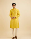 Manyavar Men Sunshine Yellow Kurta Set with Patra Work