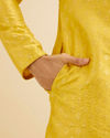 Manyavar Men Sunshine Yellow Kurta Set with Patra Work image number 3