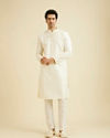 Manyavar Men Warm White Kurta Set with Patra Work image number 2