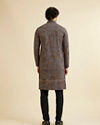 Manyavar Men Black and Beige Chikankari Grid Print Kurta Set