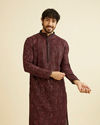 alt message - Manyavar Men Regal Black Kurta Pajama Set image number 0