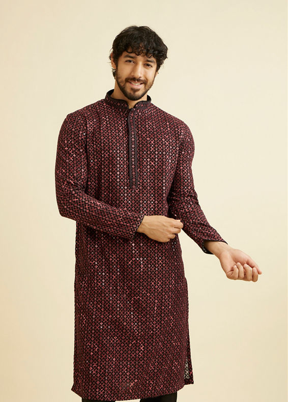 Manyavar Men Regal Black Kurta Pajama Set