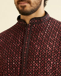 Manyavar Men Regal Black Kurta Pajama Set