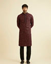 alt message - Manyavar Men Regal Black Kurta Pajama Set image number 2