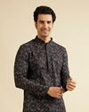 Black & Brown Chikankari Grid Print Kurta Set