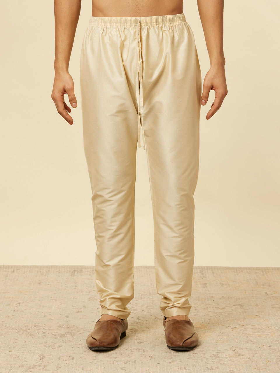 Manyavar Men Vibrant Yellow Chikankari Embroidered Kurta Set