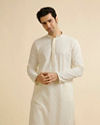 alt message - Manyavar Men Ivory Cream Chikankari Embroidered Kurta Set image number 0