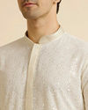 alt message - Manyavar Men Ivory Cream Chikankari Embroidered Kurta Set image number 1