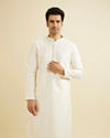 alt message - Manyavar Men Cream White Sequinned Kurta Set image number 0