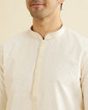 alt message - Manyavar Men Cream White Sequinned Kurta Set image number 1