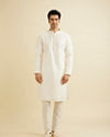 alt message - Manyavar Men Cream White Sequinned Kurta Set image number 2