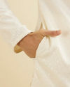 Manyavar Men Cream White Sequinned Kurta Set