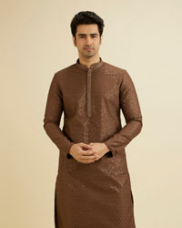 Manyavar Men Mocha Brown Sequinned Kurta Set