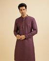 alt message - Manyavar Men Royal Purple Sequinned Kurta Set image number 0