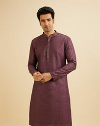 Manyavar Men Royal Purple Sequinned Kurta Set