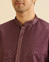 alt message - Manyavar Men Royal Purple Sequinned Kurta Set image number 1