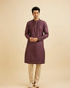 alt message - Manyavar Men Royal Purple Sequinned Kurta Set image number 2