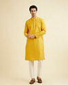 alt message - Manyavar Men Mustard Yellow Sequinned Kurta Set image number 2