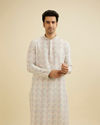 Cream White Pixel Printed Kurta Set
