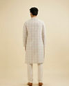 Manyavar Men Cream White Pixel Printed Kurta Set