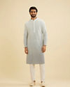 Manyavar Men Ash Grey Ombre Kurta Set with Chikankari Work