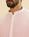 Manyavar Men Bubblegum Pink Ombre Kurta Set with Chikankari Work