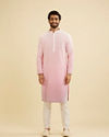 Manyavar Men Bubblegum Pink Ombre Kurta Set with Chikankari Work