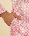 Manyavar Men Bubblegum Pink Ombre Kurta Set with Chikankari Work