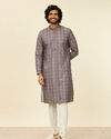 Manyavar Men Oxford Blue Floral Jaal Patterned Kurta Set