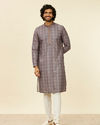 Manyavar Men Oxford Blue Floral Jaal Patterned Kurta Set image number 2