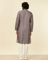 Manyavar Men Oxford Blue Floral Jaal Patterned Kurta Set
